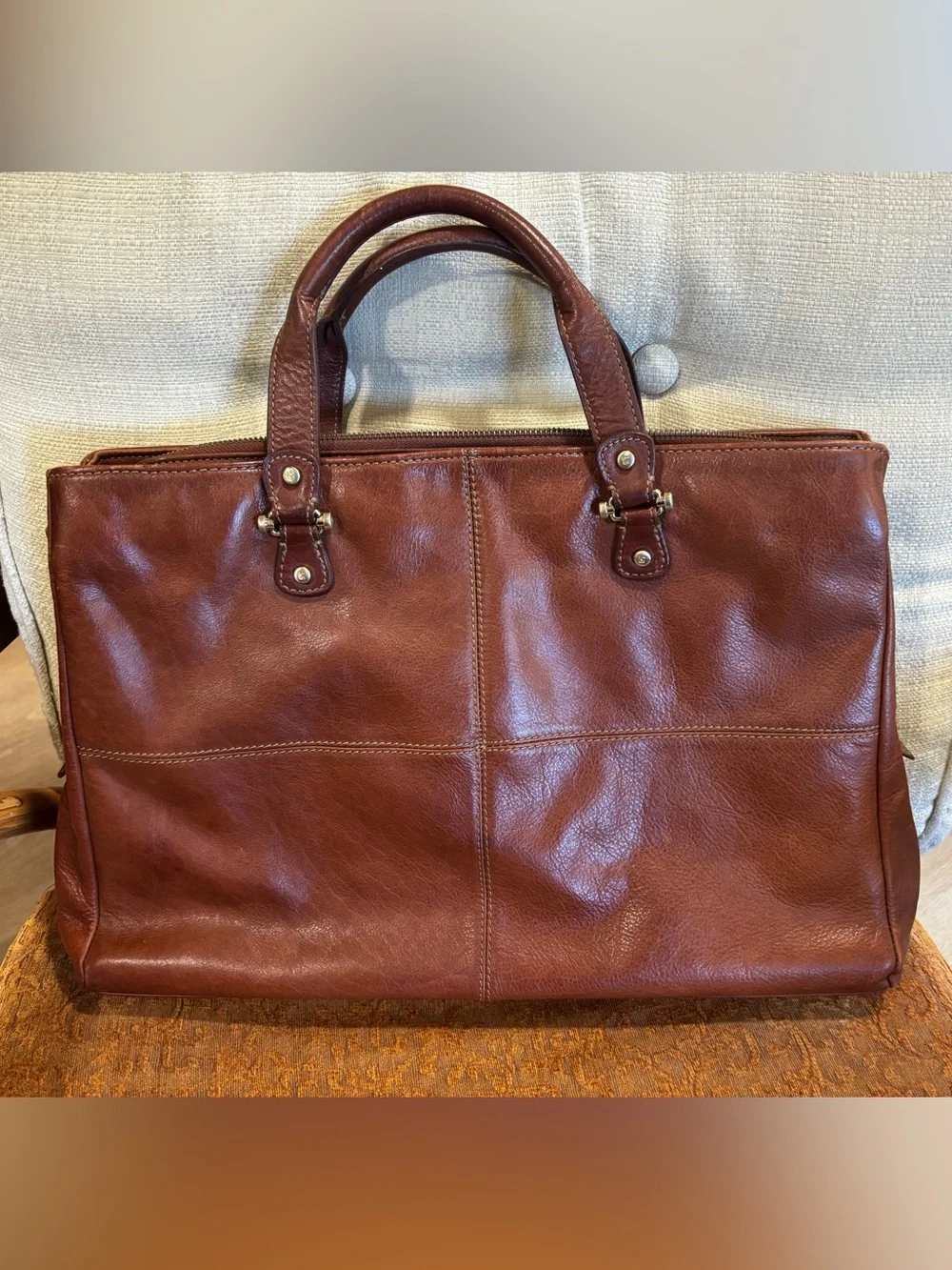 Brown Leather Liz Claiborne  Weekender Bag with Canvas Strap
